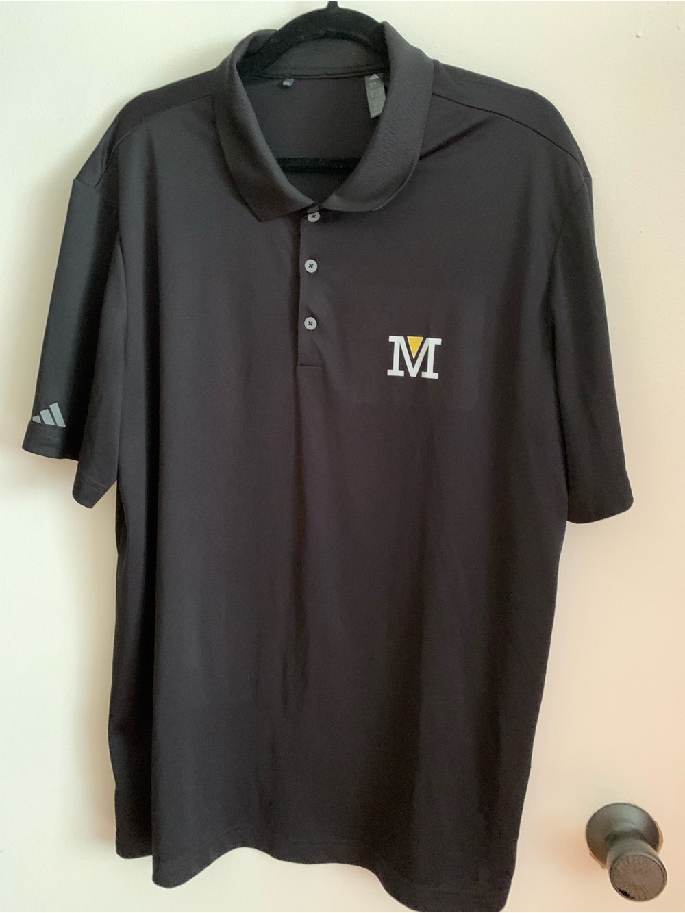 adidas Men’s Black Polo with M Chest Logo